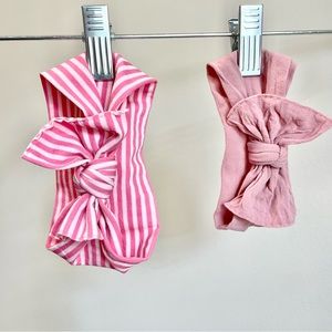 Baby Bling Headband Set of 2 Pink Knot & Hot Pink Stripe Knot Bows Stretchy Soft